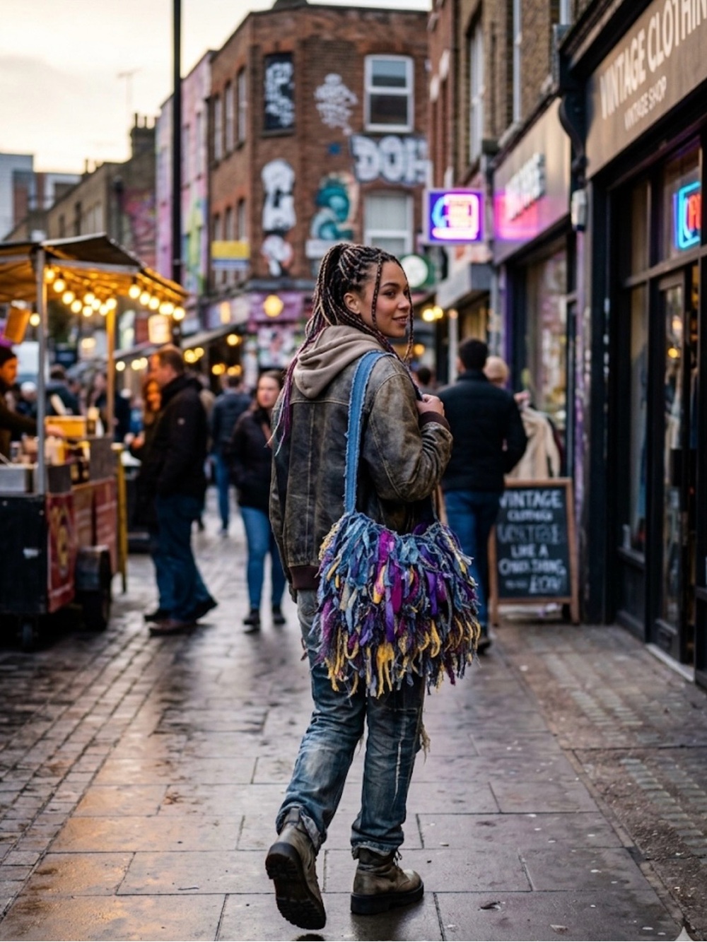 Boho Multicolor Fringe Tote Bag